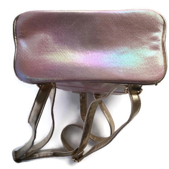 Pink and Gold Bear Small Mini Backpack Purse Under One Sky - Picture 4 of 7